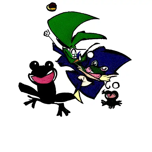 Wizard Frog Doing A Kick Flip