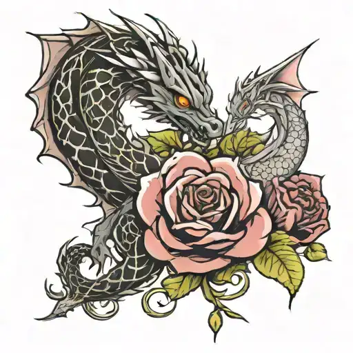Black Rose And A Dragon Wrapped