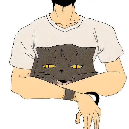 Traditional Tattoo Of An Anime Character Holding A Cat