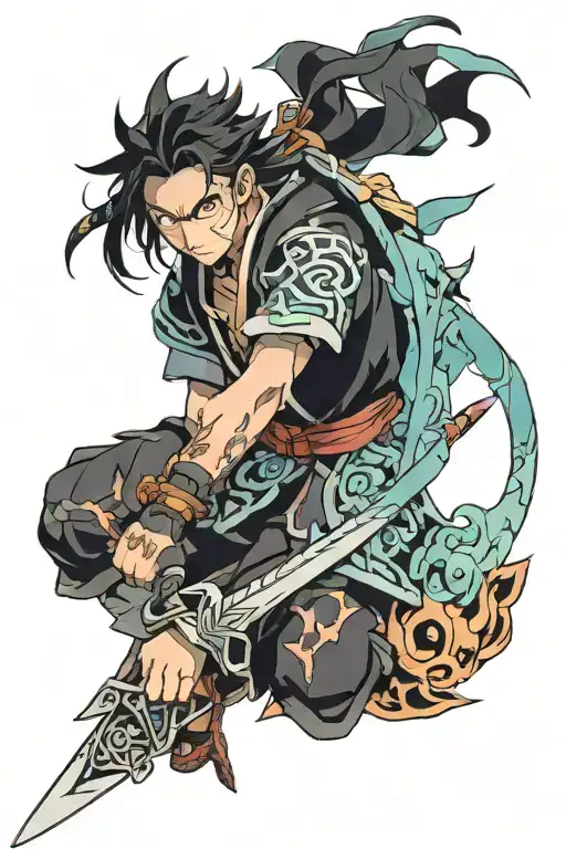 Demon Slayer Anime Character Wielding