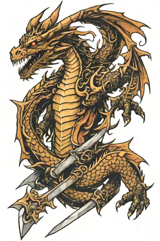 Dragon Spinning Around Sword