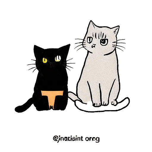 A Minimalist Tattoo Of A Cat And A Dog Sitting Together