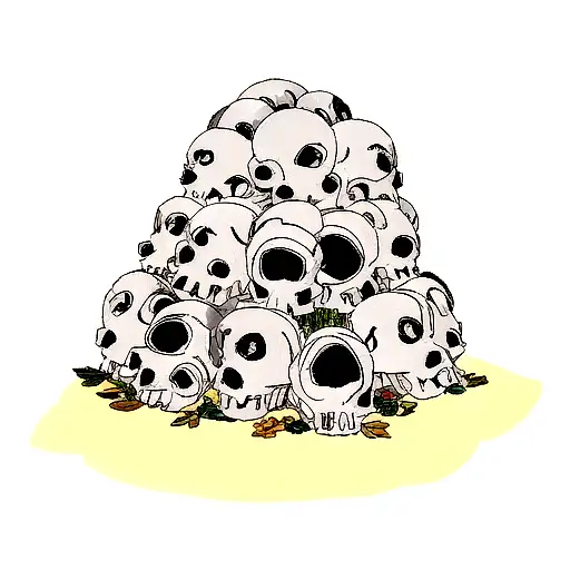 2 Skulls On Top Each Other In Line