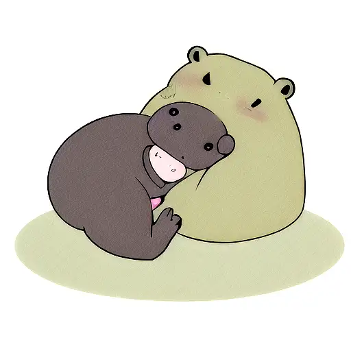 A Baby Hippo Showing A Peace With His Fingers