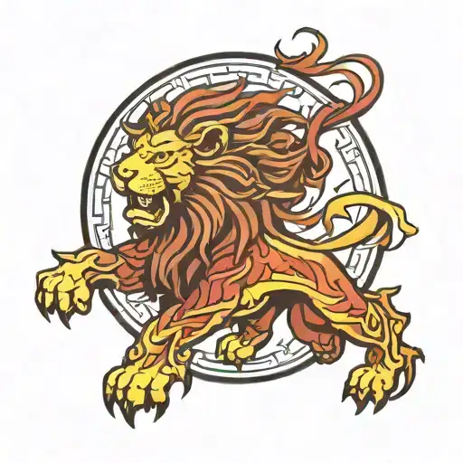 Gryffindor Lion Behind Fire Element Symbol From Avatar The Last Airbender