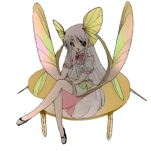 Anime Girl With Moth Wings Sitting On A Crescent Moon
