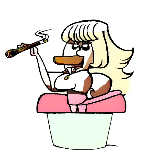 Maltese Dog In Cartoon Style Smoking A Cigar
