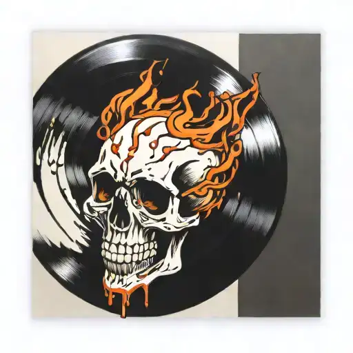 Vinyl Record Melting Skull Instead