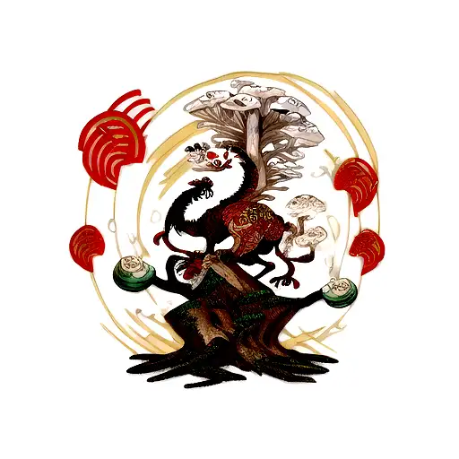 Chinese Dragon With Oyster Mushroom Scales