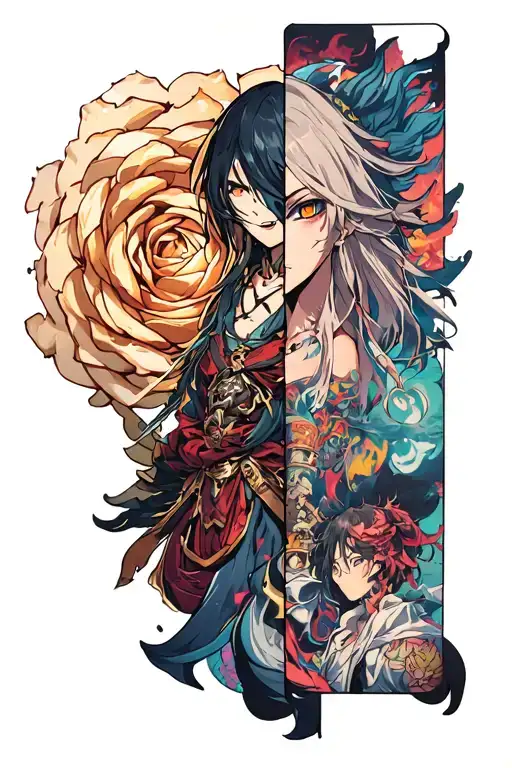 Demon Slayer Show Lower Leg Sleeve Featuring A Collage