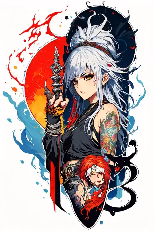 Demon Slayer Show Lower Leg Sleeve Featuring A Collage