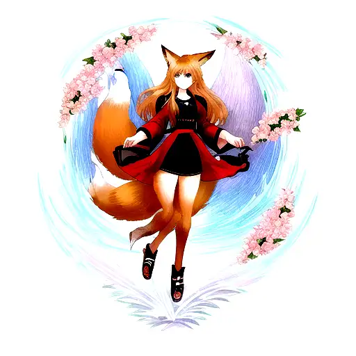 Fox Full Body With Flowers