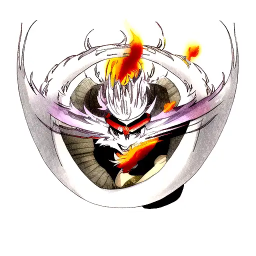 White Dragon With Samurai And Fire