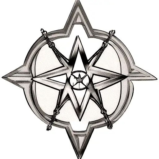 Kingdom Hearts Symbol With Keyblade Tattoo