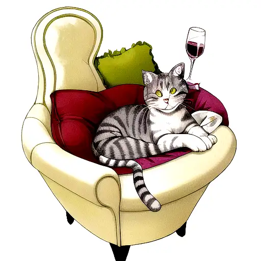 Cat With Wine Listening To Music
