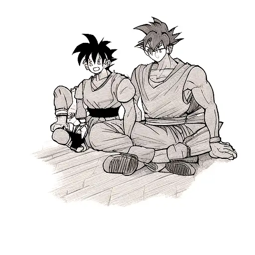 Goku Tattoo With A Son And Daughter