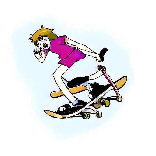 Cat Riding Skateboard With Nunchucks