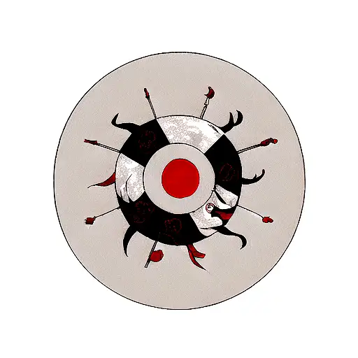 Anbu Symbol With Itachi Uchiha's Monegekyo Sharingan In The Middle Surrounded By Crows