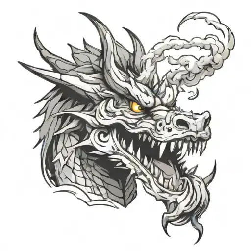 Dragon With Smoke Out Mouth Open Looking
