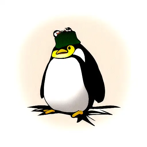 Penguin With Frog On Head