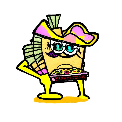 Spongebob Squarepants Wearing A Cowboy Hat And Holding A Pizza Box