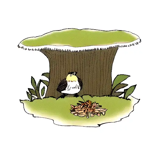 Happy Grilla In Forest With Birds