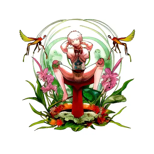 Mac Miller Divine Feminine Albumn Cover But With A Meditating Praying Mantis In The Middle