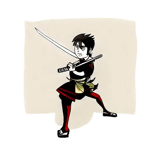 Samurai With Fire Sword