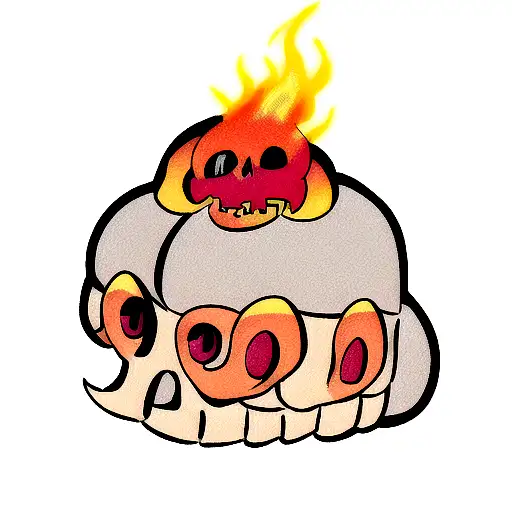 Fiery Skull With Number 11 In It's Mouth