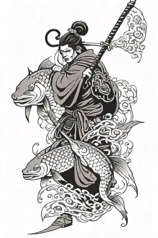Samurai Warrior And Pisces
