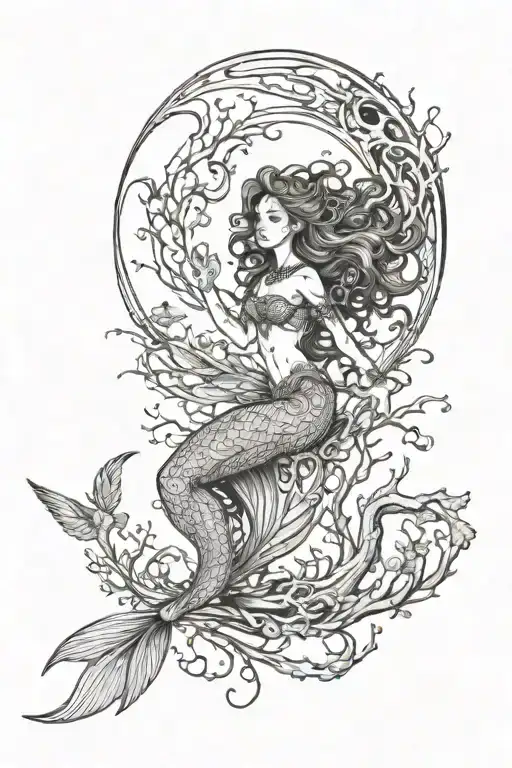Mermaid Shell Unicorn Moon Raven Flying Oak Tree Growing