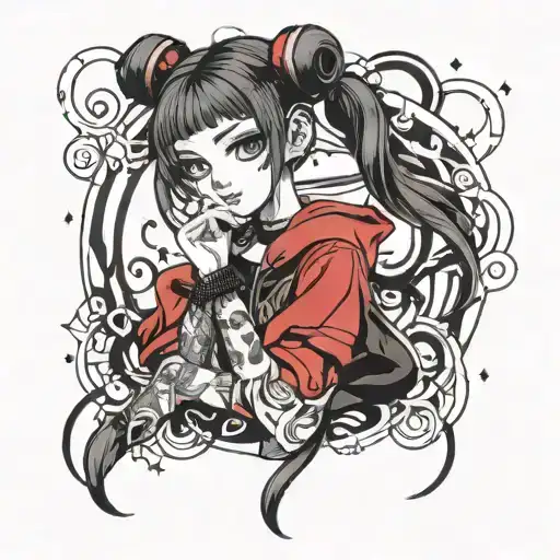 Goth Girl With Space Buns