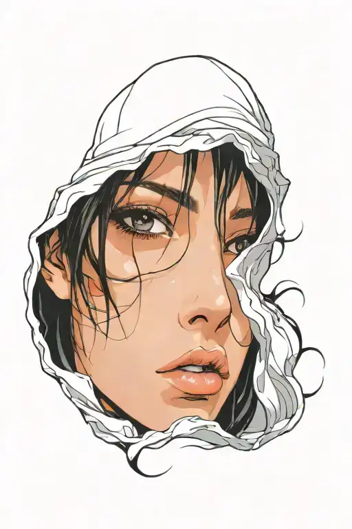 Woman Face Black Tears Black Eyes