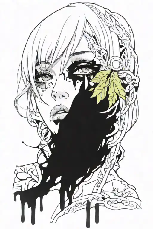 Woman Face Black Tears Black Eyes