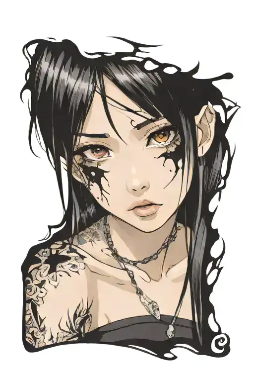 Woman Face Black Tears Black Eyes