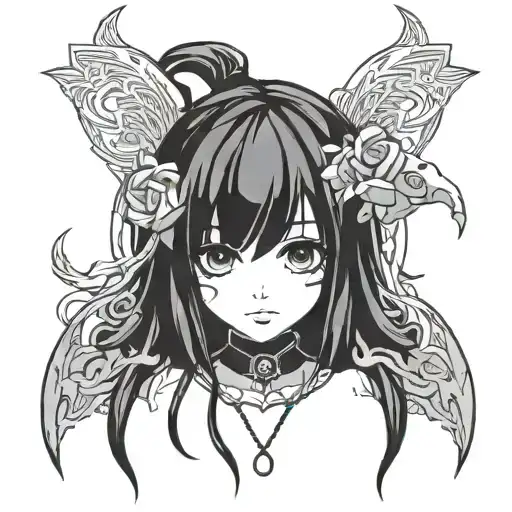 Cute Goth Girl With Bangs Just Face