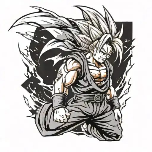 Future Trunks Super Saiyan Black And White