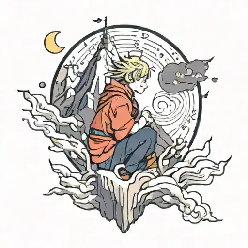 Js With Mountains And Moon And Patters