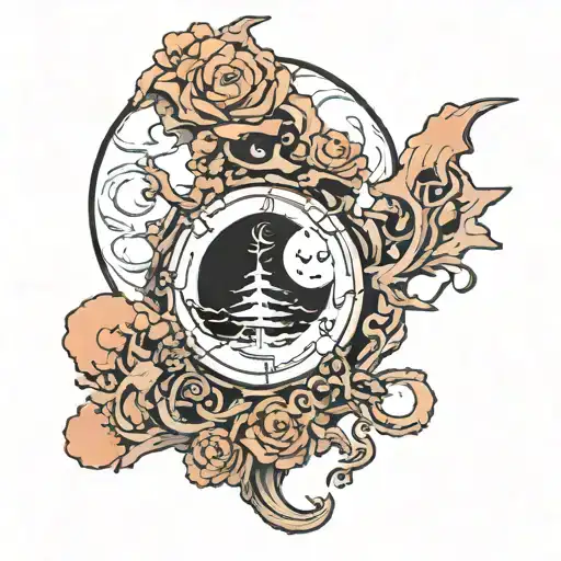 Js' With Mountains And Moon And Shurikin