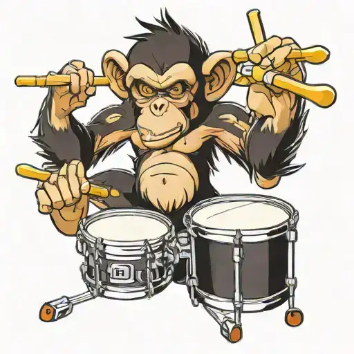 Evil Cartoon Monkey Playing Drums