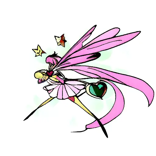 Dragonfly With A Heart In The Middle And Sailor Moon Style Diamonds