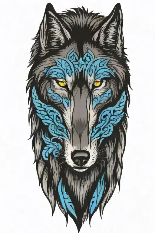 Cherokee Wolf With Blue Eyes