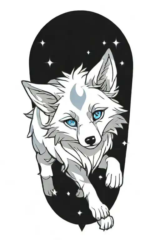 Cherokee Wolf Pup Blue And Gray Anime Character