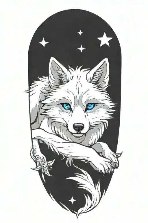 Cherokee Wolf Pup Blue And Gray Anime Character