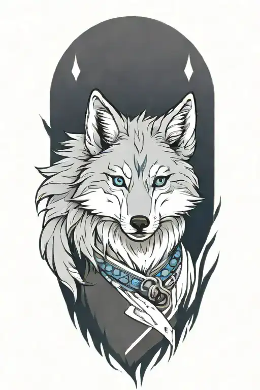 Cherokee Wolf Pup Blue And Gray Anime Character