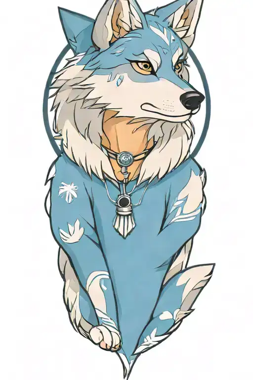 Cherokee Wolf Pup Blue And Gray Anime Character