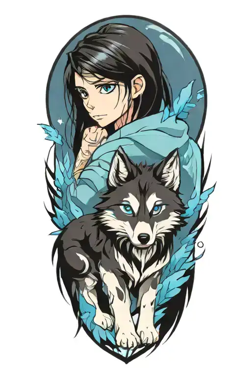 Cherokee Wolf Puppy Blue Eyes Anime