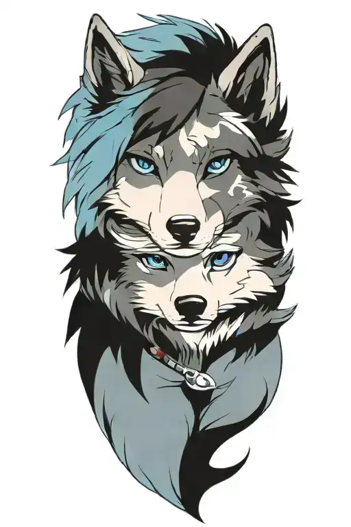 Cherokee Wolf Puppy Blue Eyes Gray Fur Anime