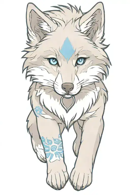 Cherokee Wolf Puppy Blue Eyes Gray Fur Anime