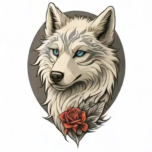 Cherokee Wolf Puppy Blue Eyes Gray And White Fur Anime